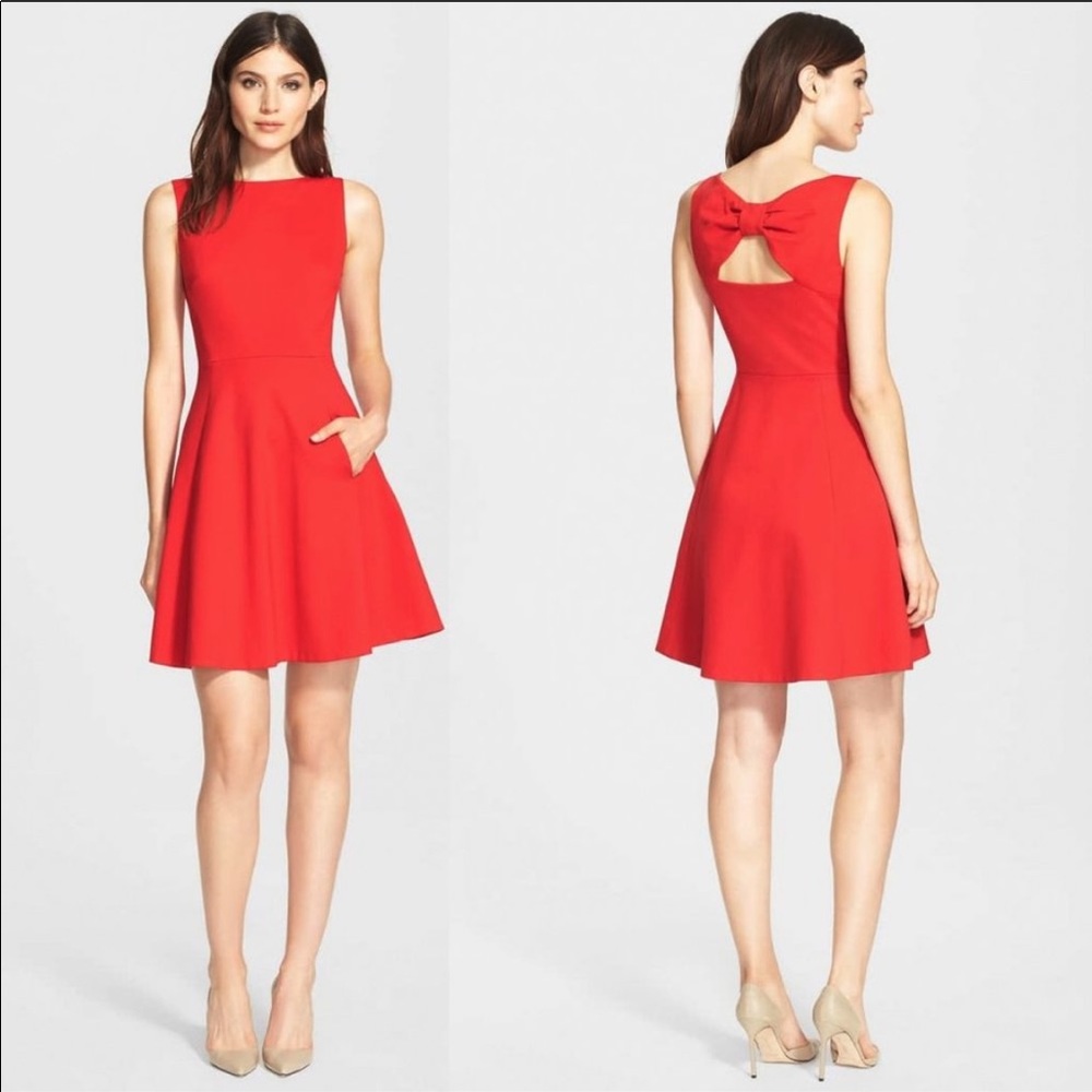 Kate Spade Red Bow Back fit and flare dress